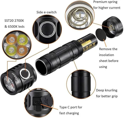 بقيادة مصباح يدوي قابل للشحن - Led Rechargeable Flashlight