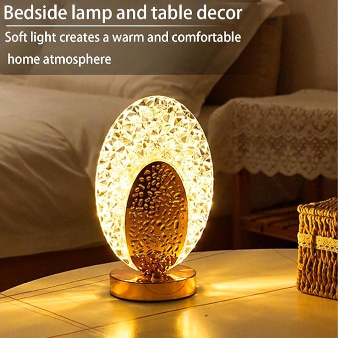 مصباح طاولة LED كريستالي بيضاوي - Oval Crystal LED Table Lamp